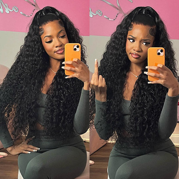  M-Cap Water Wave Pre Cut 9x6 HD Lace Wear Go Glueless Wigs Pre Bleached Tiny Knots Wet And Wavy Lace Front Wigs Human Hair