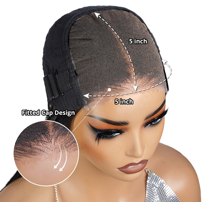 5x5 Ready to Wear Glueless Wig Pre Plucked Pre Bleached Knots Pre Cut HD Lace Front Upgrade Drawstring Human Hair Wigs for Beginner Friendly Flash Sale