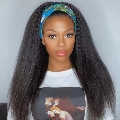 Affordable Kinky Straight Human Hair Headband Wig Ready To Wear Wig No Glue Needed