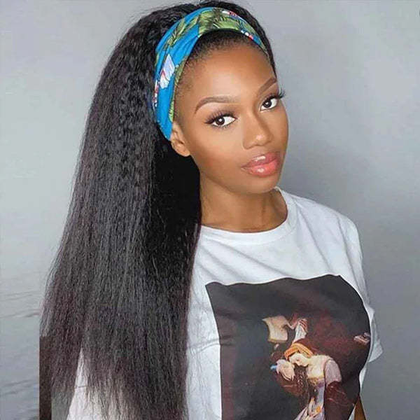  Affordable Kinky Straight Human Hair Headband Wig Ready To Wear Wig No Glue Needed