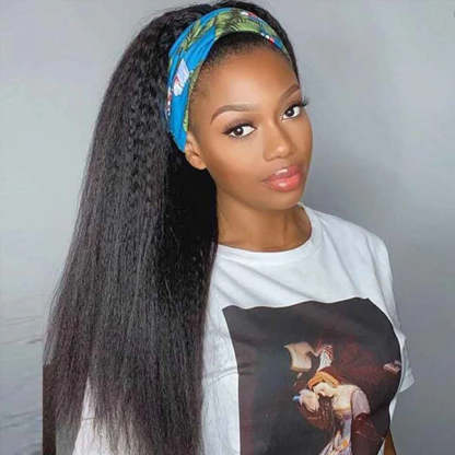  Affordable Kinky Straight Human Hair Headband Wig Ready To Wear Wig No Glue Needed