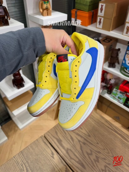 【巔峰產品Ultra】Travis Scott AJ1 Low OG Canary 金絲雀 尺碼 36-48.5「女裝US4W-15.5W」倒鈎第7代 DZ4137-700