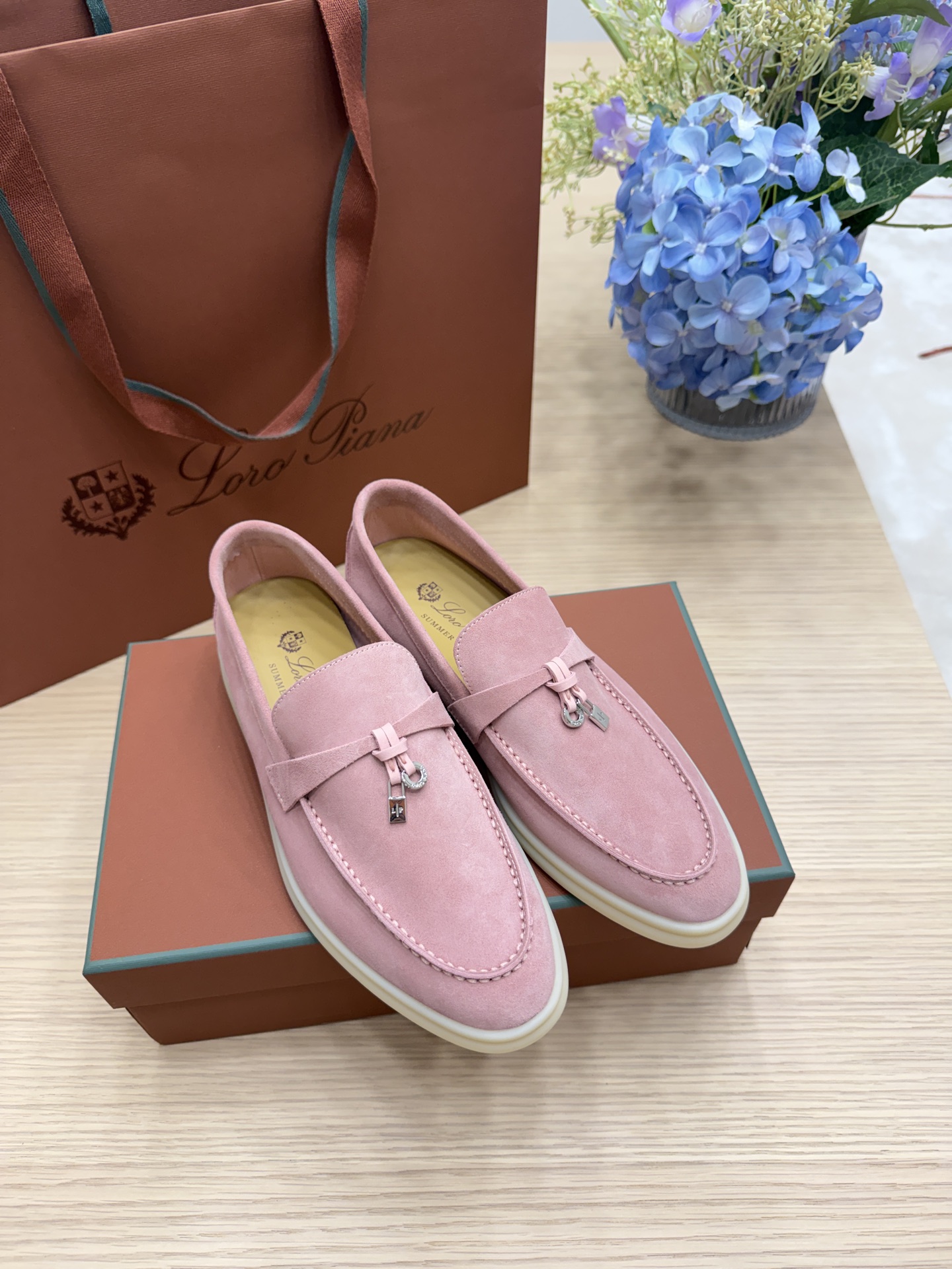 LP Summer Charms Walk 女士樂福鞋 櫻花粉（30AT）進口胎牛絨 FAE544430AT