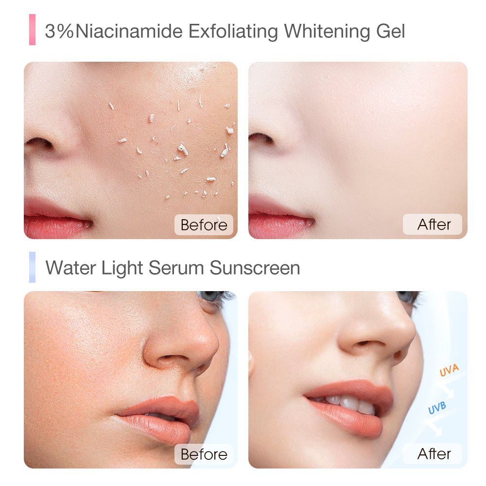3% Niacinamide Exfoliating Whitening Gel & Water Light Serum Sunscreen-SKINEVER PH