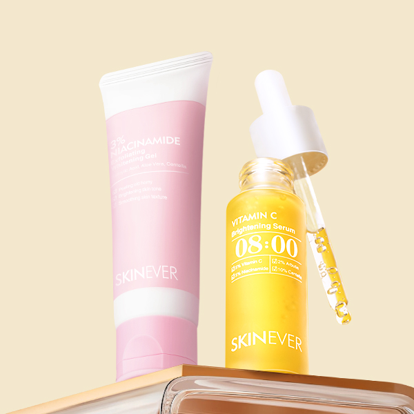 Vitamin C Brightening Serum & 3% Niacinamide Exfoliating Whitening Gel-SKINEVER PH