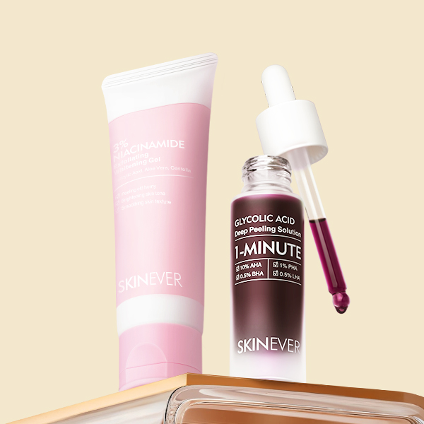 Glycolic Acid Exfoliating Essence & 3% Niacinamide Exfoliating Whitening Gel-SKINEVER PH
