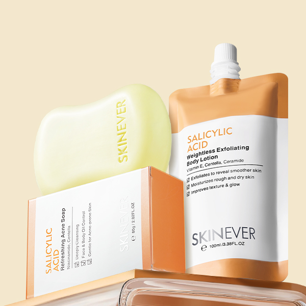 Salicylic Refreshing Acne Soap &  Salicylic Acid Exfoliating Body Lotion-SKINEVER PH