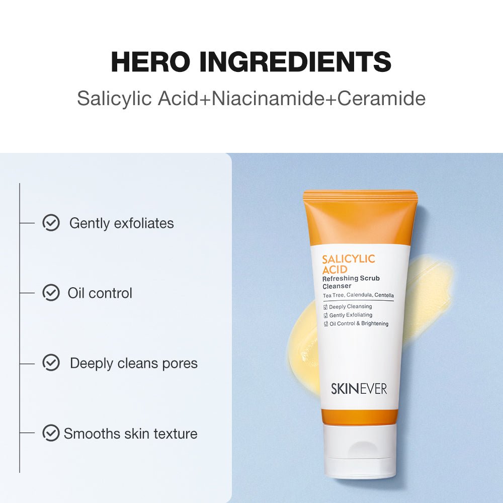 Salicylic Refreshing Scrub Cleanser SPF50+++ Vitamin C Brightening Sunscreen-SKINEVER PH