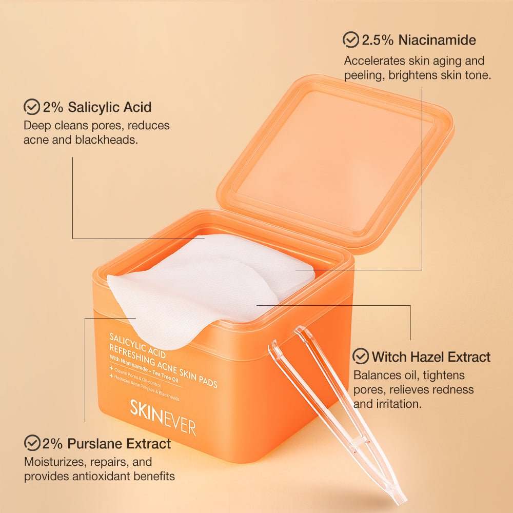 3 Types Cotton Pads Salicylic Acid  Vitamin C  Centella-SKINEVER PH