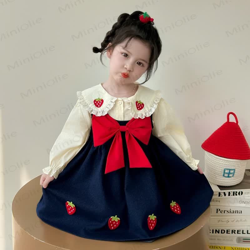 幼児用女の子用ストロベリーリボンDress - image 3