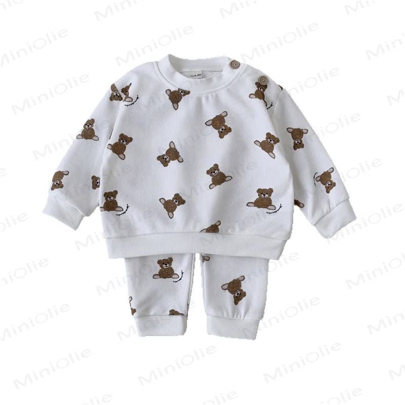 ベビーボーイ ベアニット ホワイト 2ピースセット - image 6