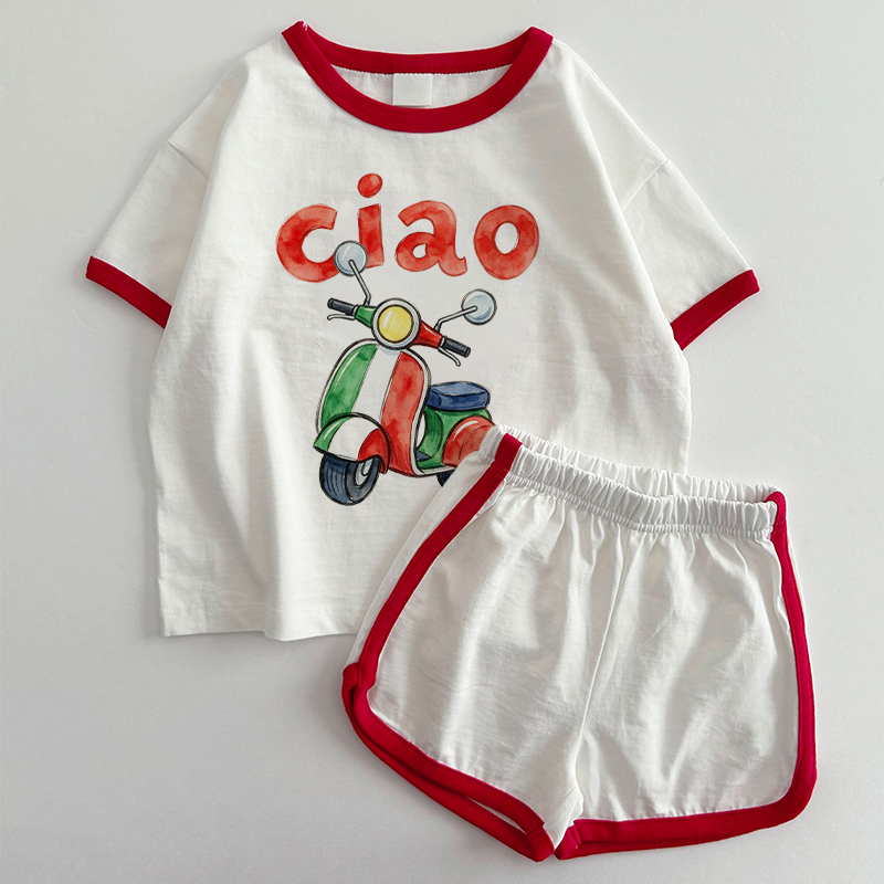 CIAOベビーカー Tシャツ＆ショートパンツ 2点セット - 白と赤 - 3～5歳 - image 1