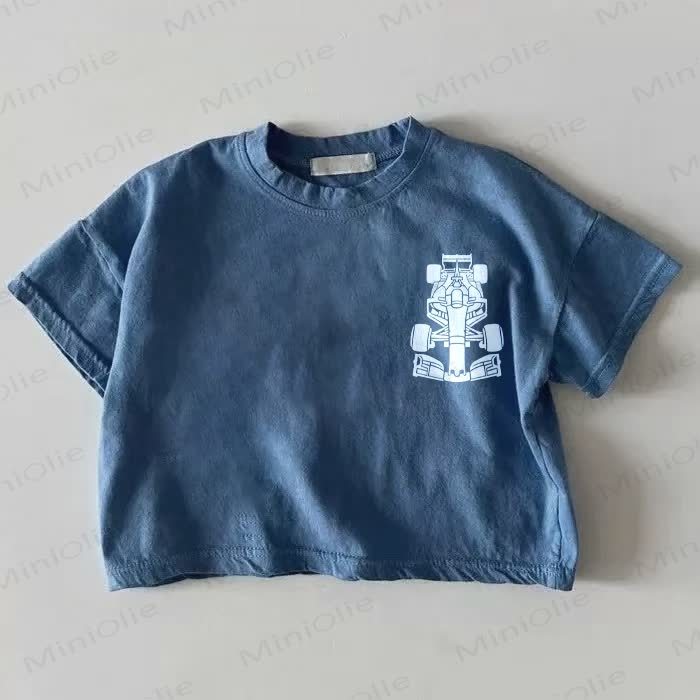ベビー用レーシングカー柄ブルーTシャツ - 青 - 18～24ヶ月 - image 1