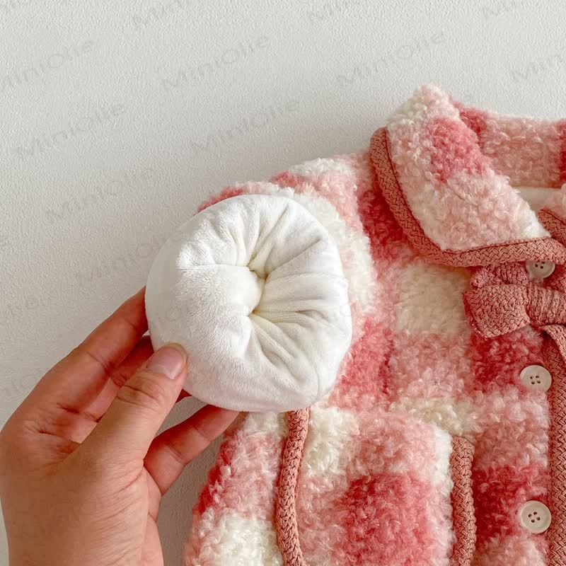 ベビー 幼児 女の子 フリース レッド ホワイト チェック アウターウェア & パンツ - image 9