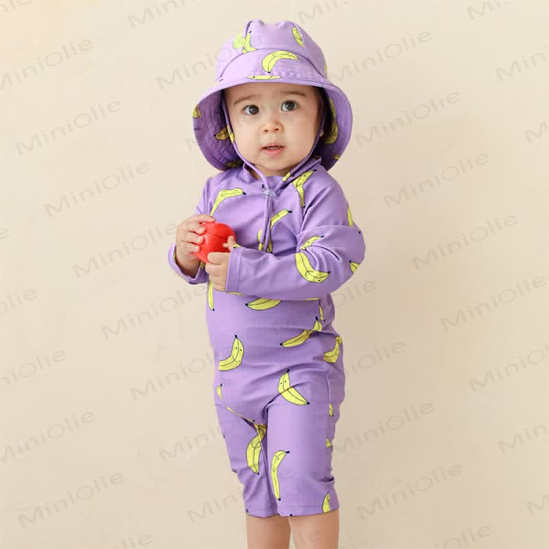 幼児用アップルバナナ水着（サンハット付き） - 紫 - 6～7歳 - image 3