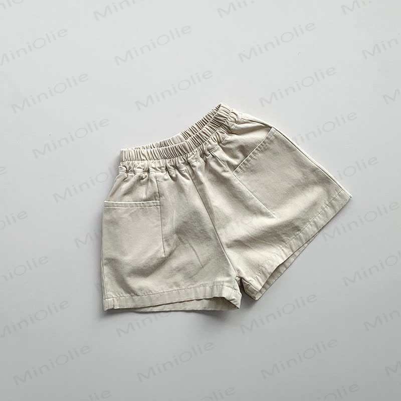 幼児用夏物コットン無地ショートパンツ - アプリコット - 6～7歳 - image 3