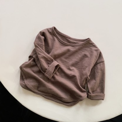 幼児男の子用無地ルーズシャツ - 茶色 - 7～9歳 - image 4