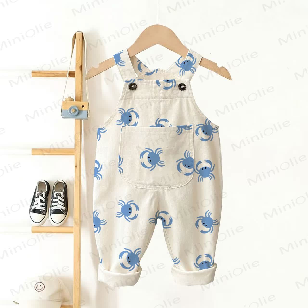 ベビー・幼児用カニ柄オーバーオール - 白 - 3～5歳 - image 1