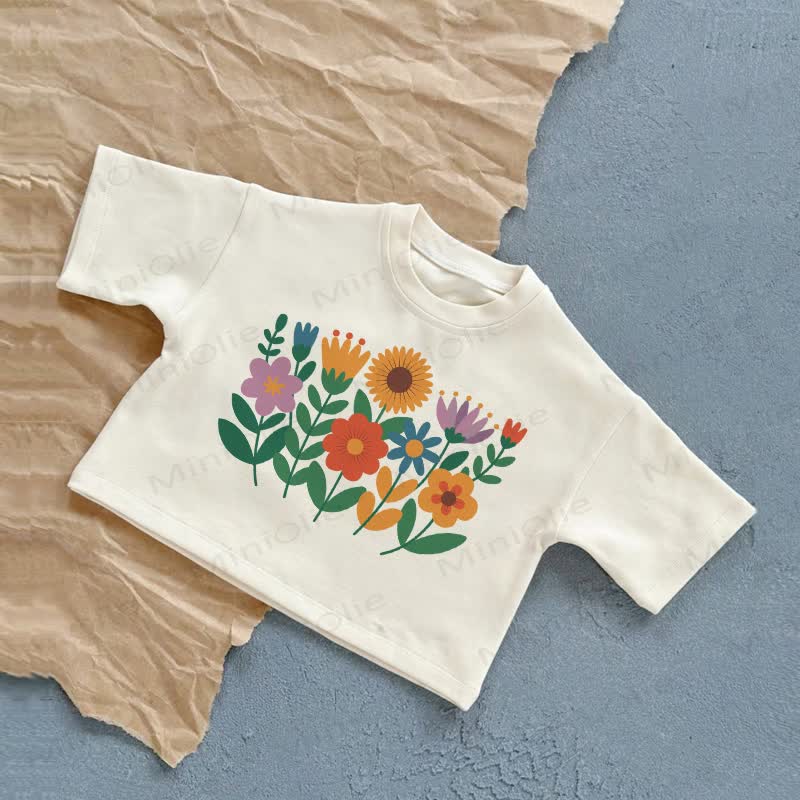 ベビーフラワー柄ホワイトTシャツ - 白 - 2～3歳 - image 1
