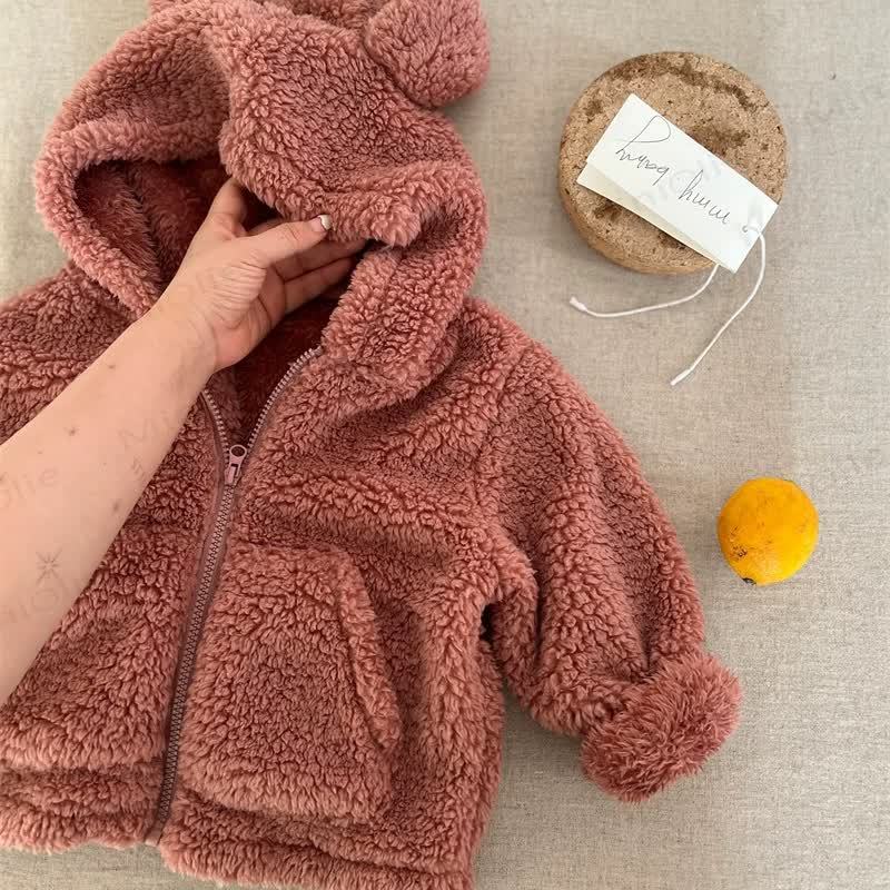 ベビー幼児用フード付き無地アウターウェア - ピンク - 5～7歳 - image 6