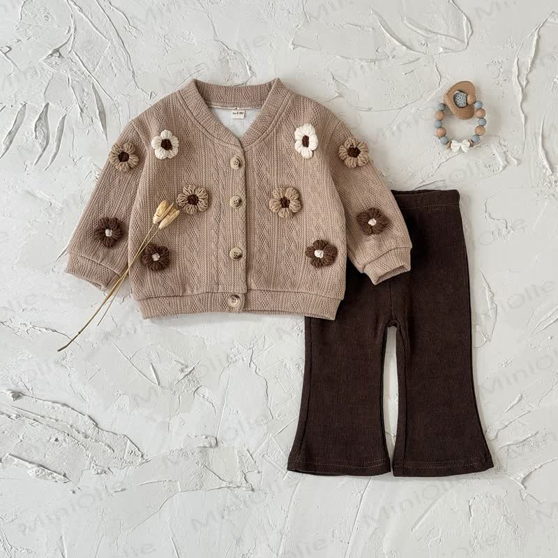 ベビーフラワーニット ダークブラウン 2点セット - image 9