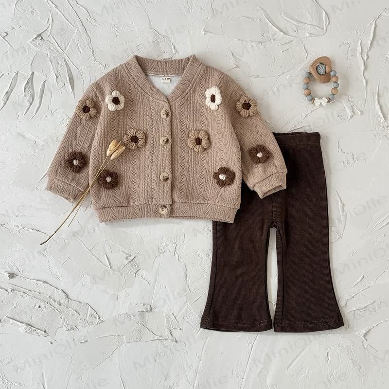 ベビーフラワーニット ダークブラウン 2点セット - image 9