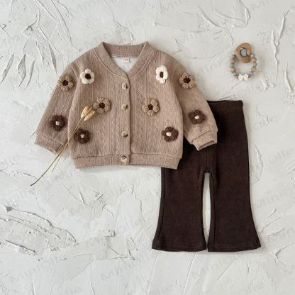 ベビーフラワーニット ダークブラウン 2点セット - image 9