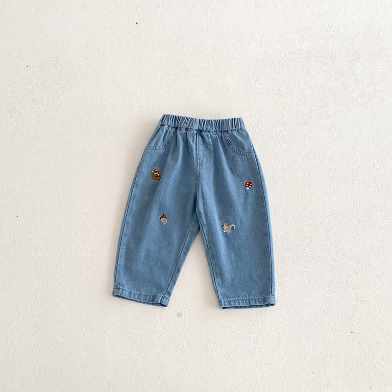 ベビー 幼児 男の子 リス マッシュルーム デニムパンツ - 青 - 3～5歳 - image 5