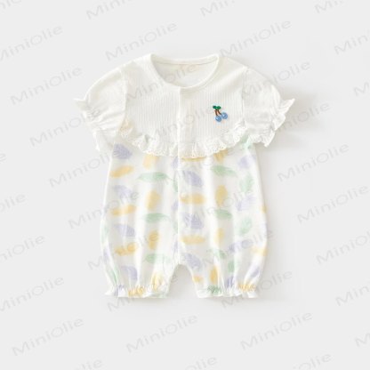 ベビーガールズ用フラワーサマーロンパース - 紫色の葉 - 1～2歳 - image 6