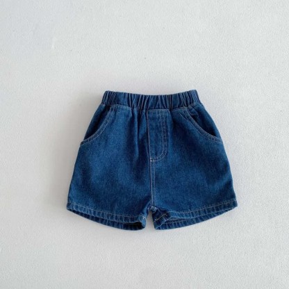 幼児用無地デニムショートパンツ - ダークブルー - 8歳 - image 5