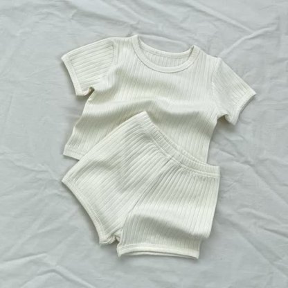 ベビー・幼児用無地リブ編みTシャツ＆ショートパンツ2点セット - 黄色 - 1.5-2T - image 4