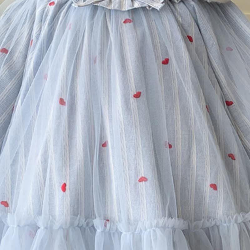 幼児用女の子向けハート刺繍入りチュールDress - image 5