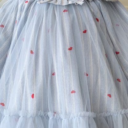 幼児用女の子向けハート刺繍入りチュールDress - image 5