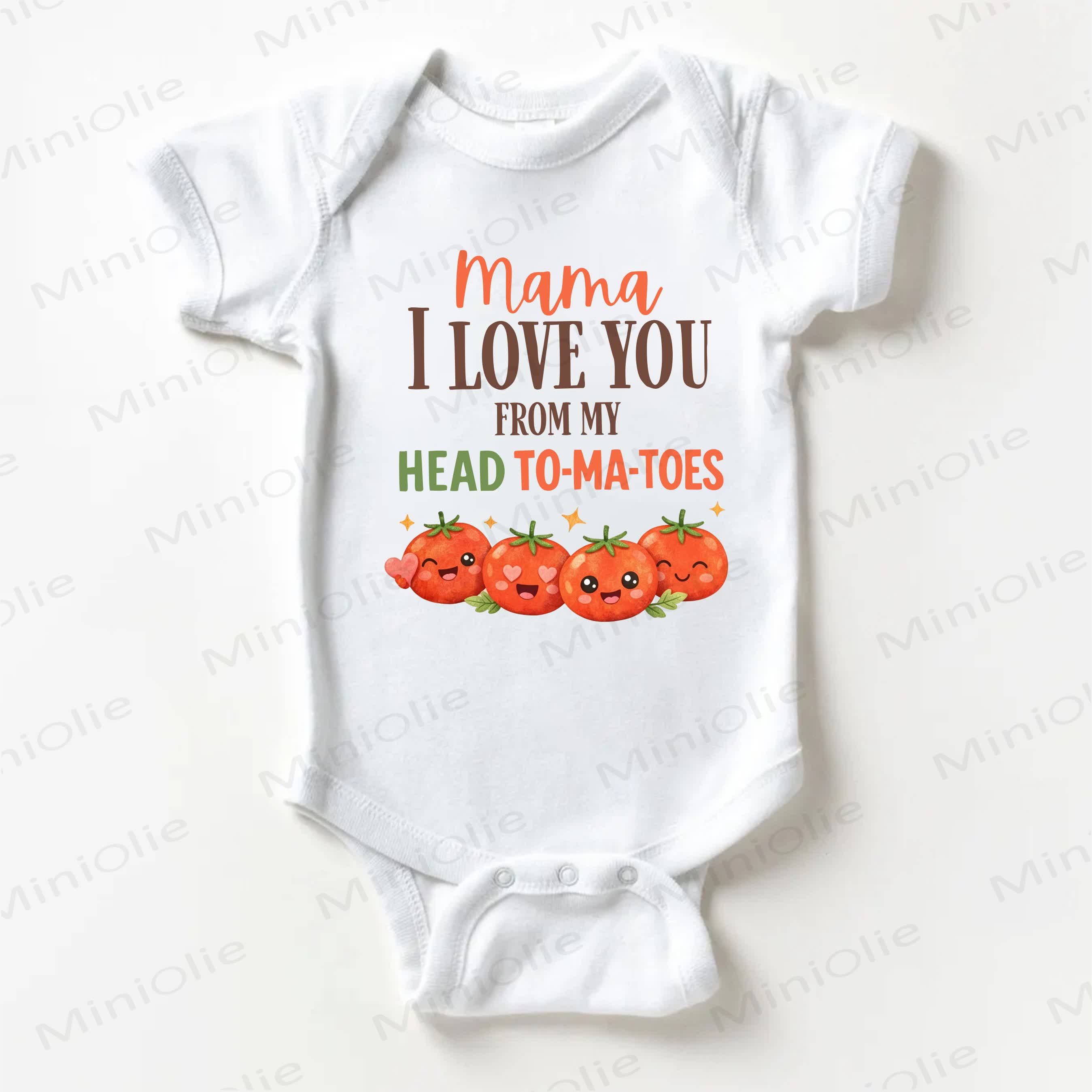 MAMA I LOVE YOU FROM MY HEADよ ベビーホワイトボディスーツ - 白 - 18～24ヶ月 - image 1