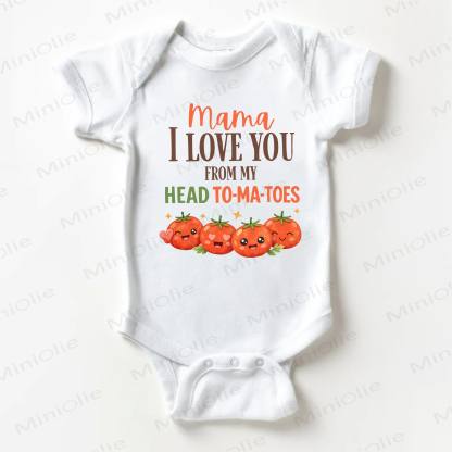 MAMA I LOVE YOU FROM MY HEADよ ベビーホワイトボディスーツ - 白 - 18～24ヶ月 - image 1