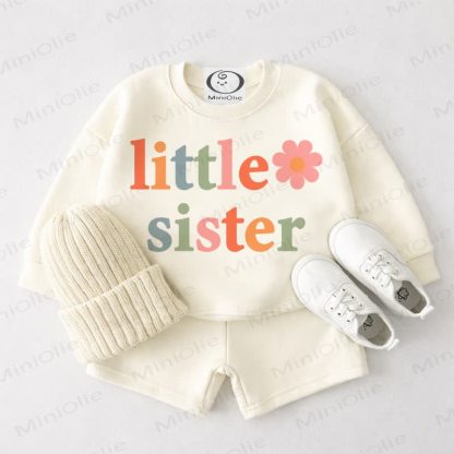 BIG/LITTLE SISTERちゃん用 クリームホワイト スウェットシャツ＆ショートパンツ 2点セット - 少し - 3～4歳 - image 2
