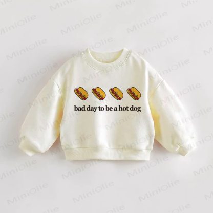 BAD DAY TO BE A HOT DOG幼児用プリントクリームスウェットシャツ - クリーム - 3～5歳 - image 1