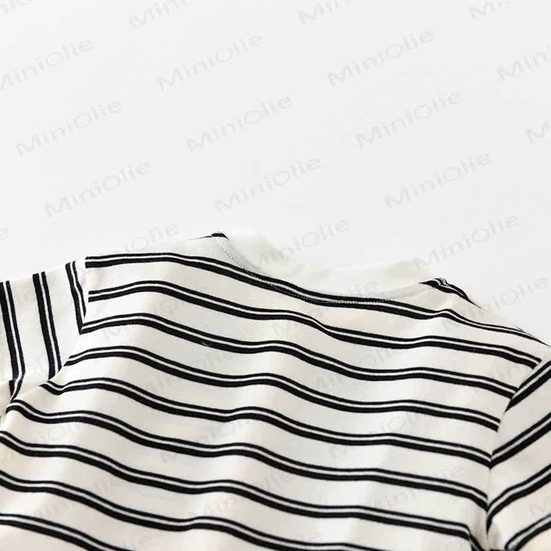 ベビー・幼児男の子用 綿素材のストライプ柄トップスまたは無地の黒ショートパンツ - image 6