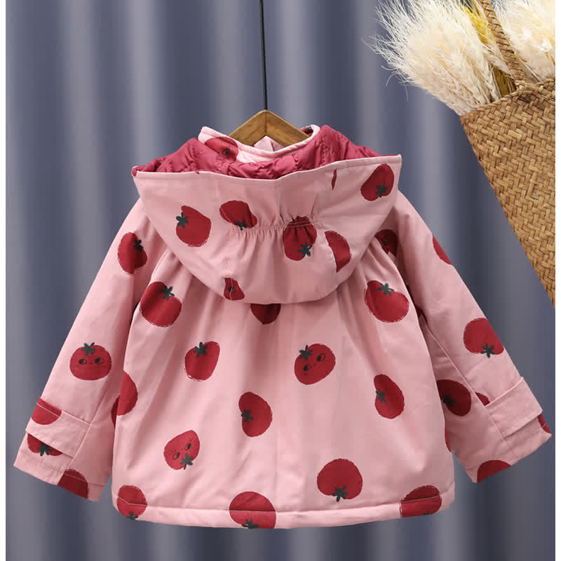 キッズガールズ トマトフード付きトレンチコート - image 3