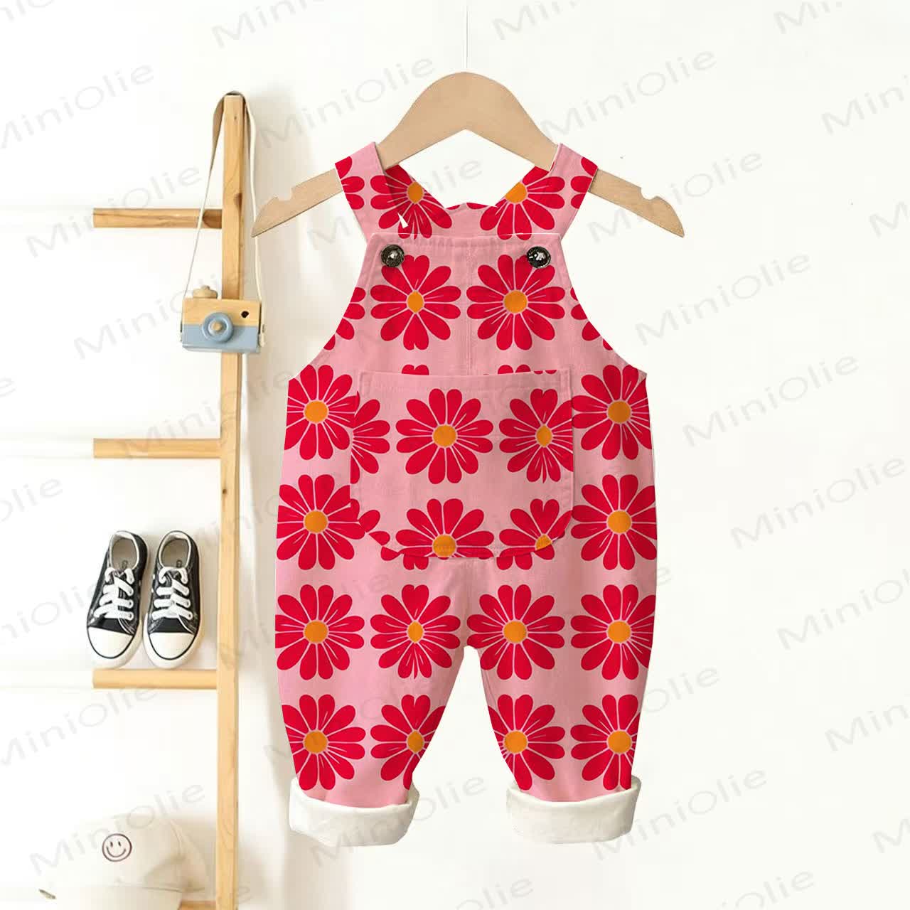 ベビー・幼児用 花柄ピンクオーバーオール - ピンク - 3～5歳 - image 1