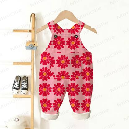 ベビー・幼児用 花柄ピンクオーバーオール - ピンク - 3～5歳 - image 1
