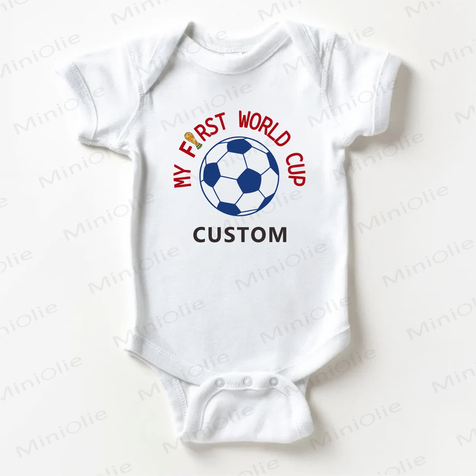 名前カスタマイズ サッカーのスローガン入りベビー用ホワイトボディスーツ - 白 - 18～24ヶ月 - image 1