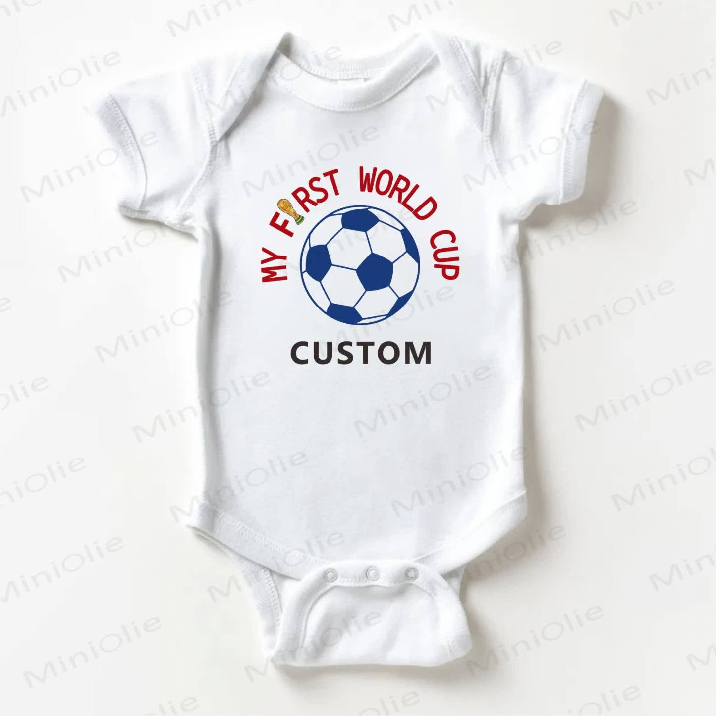 名前カスタマイズ サッカーのスローガン入りベビー用ホワイトボディスーツ - 白 - 18～24ヶ月 - image 1