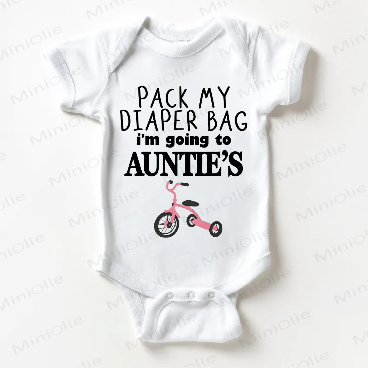 PACK MY DIAPER BAG I'M GOING TO AUNTIE'S！三輪車柄の白いボディスーツ - 白 - 18～24ヶ月 - image 1