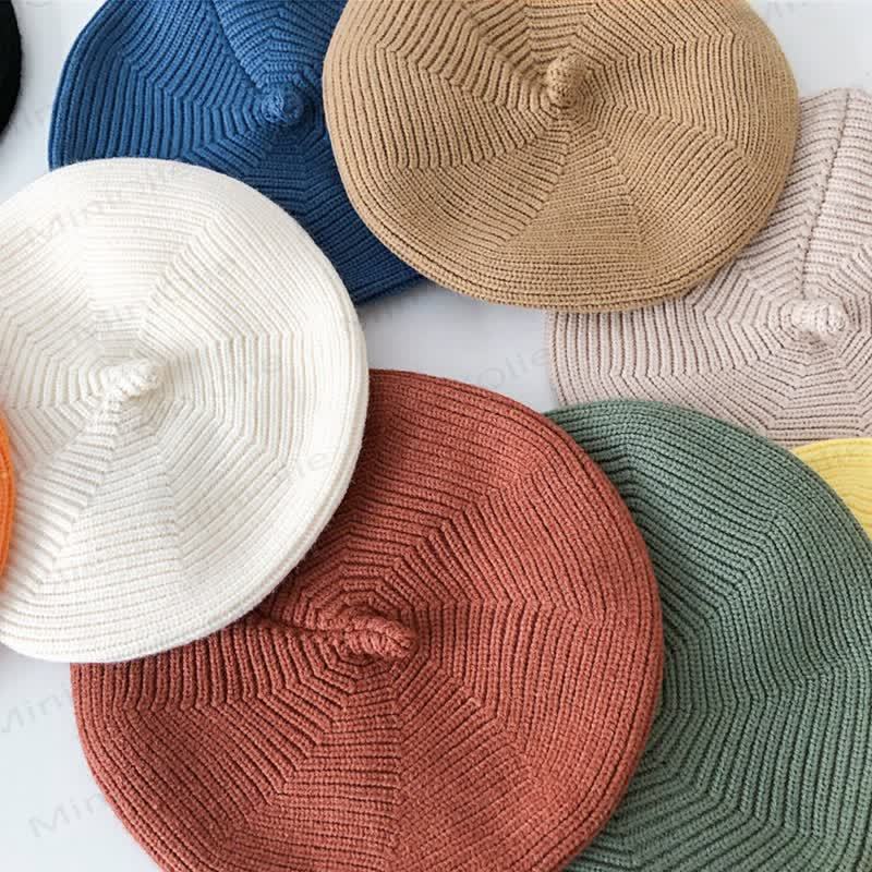 ベビー用無地の可愛いニットベレー帽 - image 2