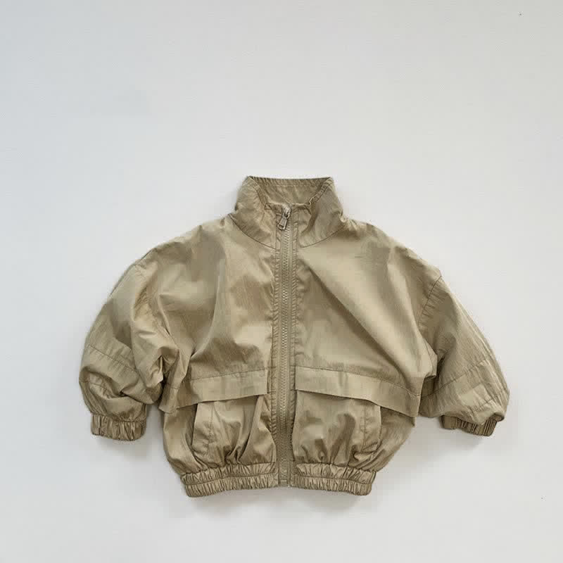 幼児用男の子レトロスタンドカラージャケット - カーキ - 7～9歳 - image 2