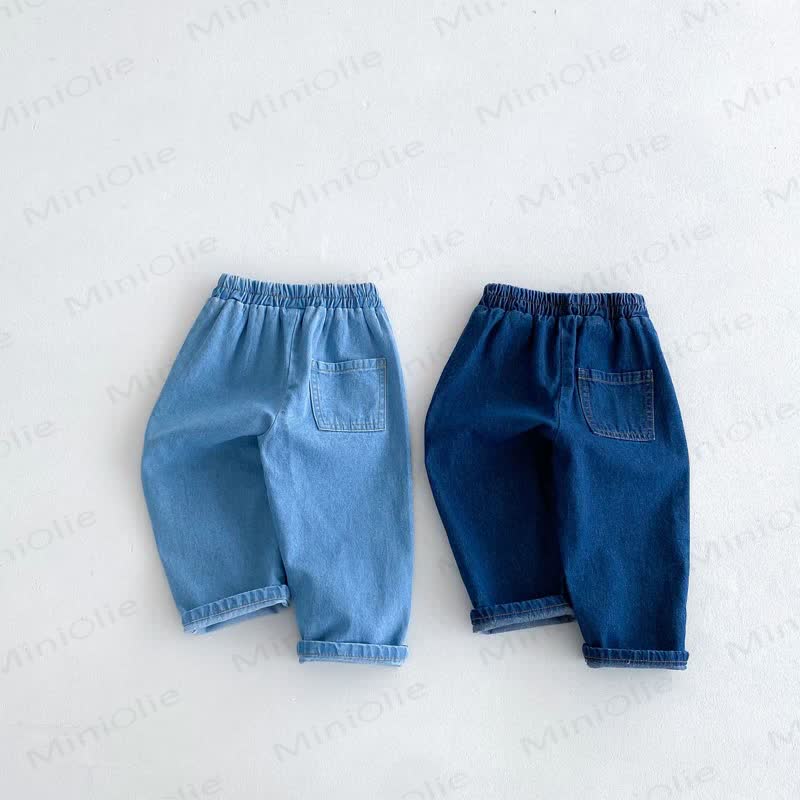 幼児用無地デニムシンプルパンツ - image 2