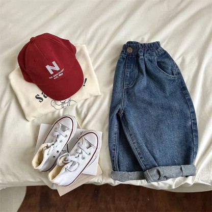 キッズボーイズルーズハーレムジーンズパンツ - image 2