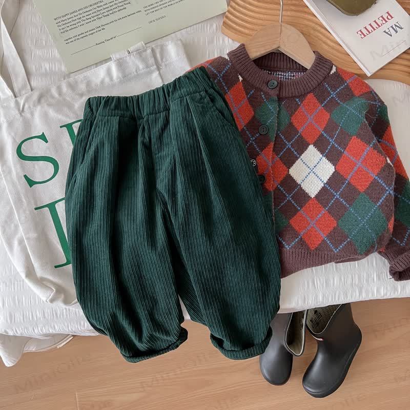 幼児男の子用コーデュロイ無地パンツ - image 2