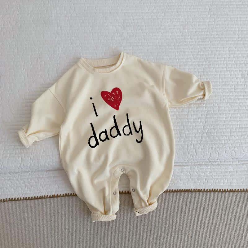 I LOVE DADDY ベビー ベージュ ロンパース - ベージュ - 2～3歳 - image 1